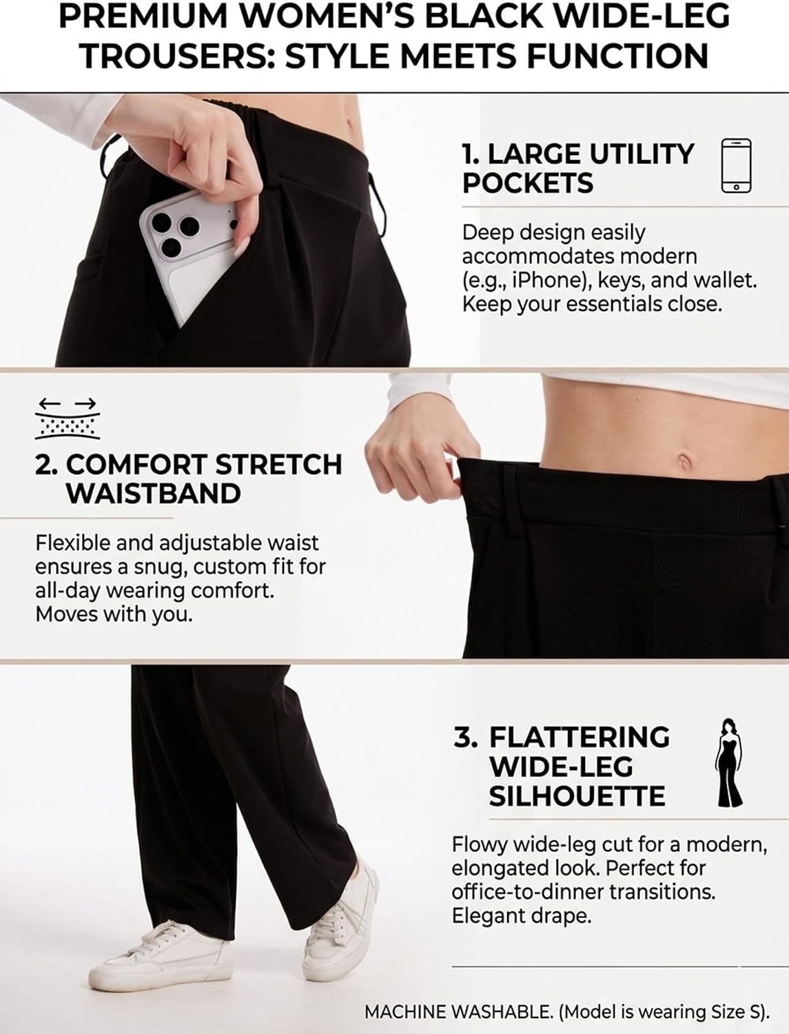 DINNAPE Wide Leg Pants Women Work Dress Pants Stretchy Business Casual Trousers with Pockets Flowy Slacks image 4