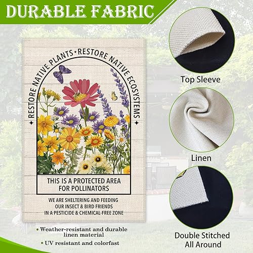 Miniatura 4 de Hafhue Restore Native Plants - Bandera de jardín de bienvenida, 12 x 18 pulgadas, de doble cara, para decoración de césped, para exteriores, granja,