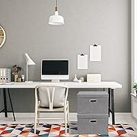Vista 2 de DAYARD Foldable Storage Boxes with Lids Linen Fabric Stackable Storage Bins Organizer Containers Baskets Cube with Cover for Closet Office Nursery