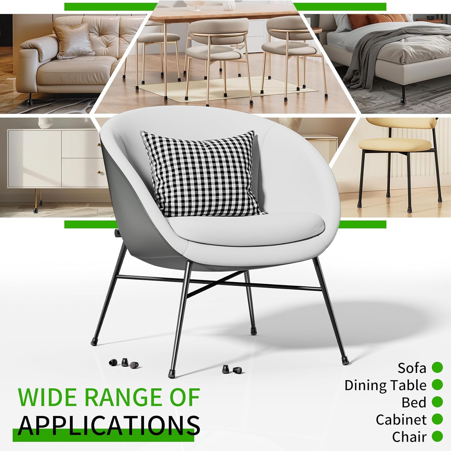 24 Pcs Extra Small Chair Leg Floor Protectors, Silicone Chair Leg Protectors for Hardwood Floors, Round Felt Pads Caps Chair Leg Covers to Protect Floors from Scratches & Noise(Black, Fit 0.35"-0.55")