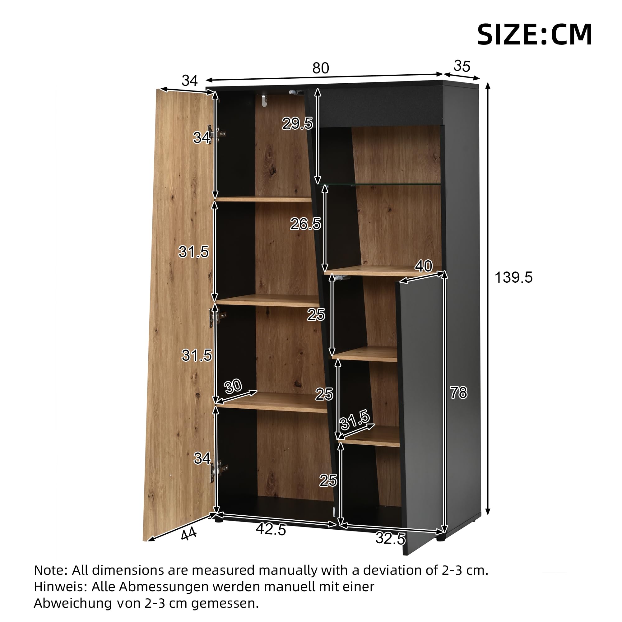 Tidyard Vitrina Expositor Independiente con Luces LED Bluetooth | Mueble de Almacenamiento y Exhibición con Puertas de Cierre Suave | Estantería Alta para Salón, Dormitorio o Estudio | 9 Compartimento