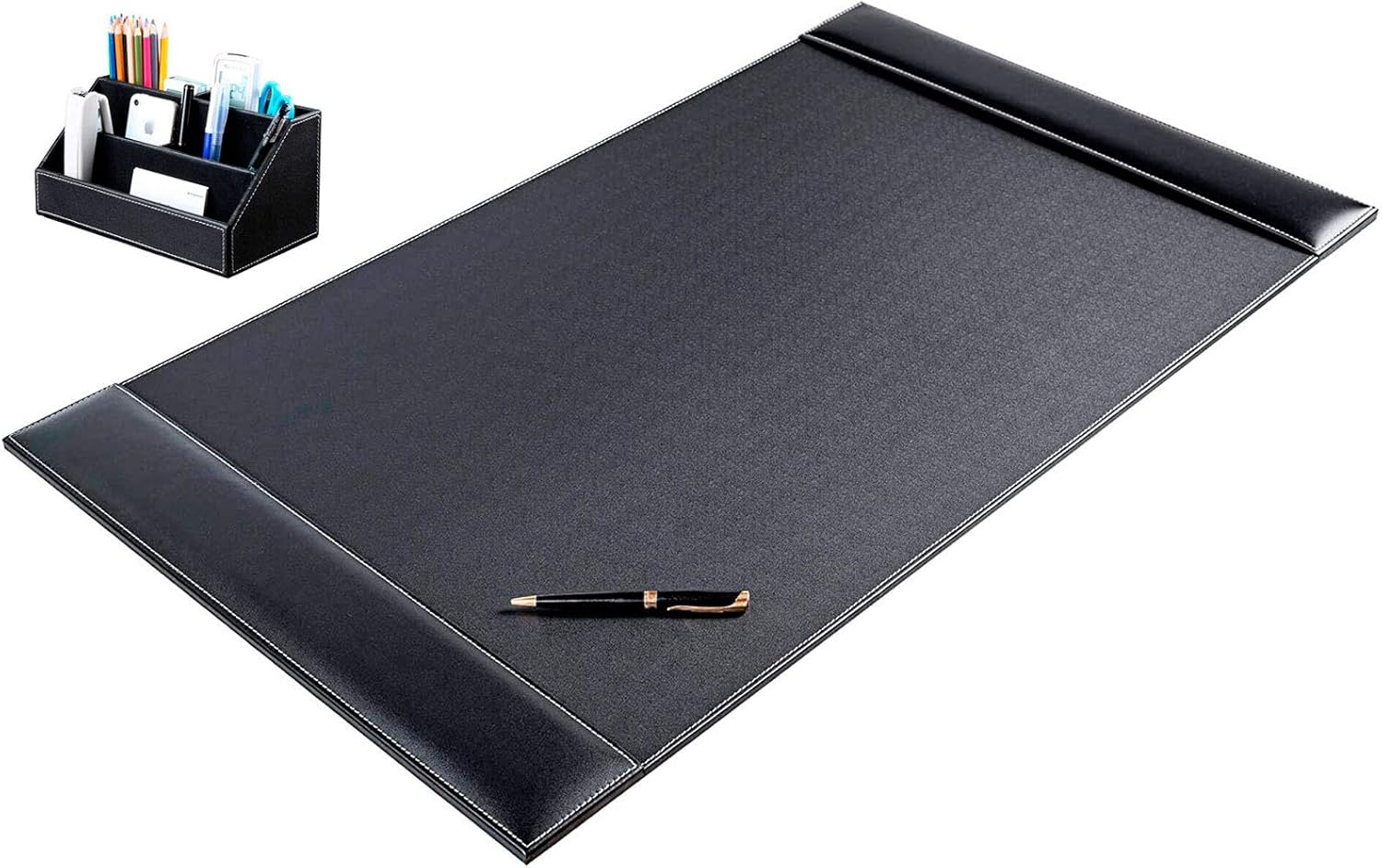 Multifunctional Office Desk Pad 34 x 20 Inch Premium Leather Desk Mat Blotters Laptop Keyboard Mouse Pad Organizer with Comfortable Writing Surface and Liftable Side Rails for Office Home : Office Products