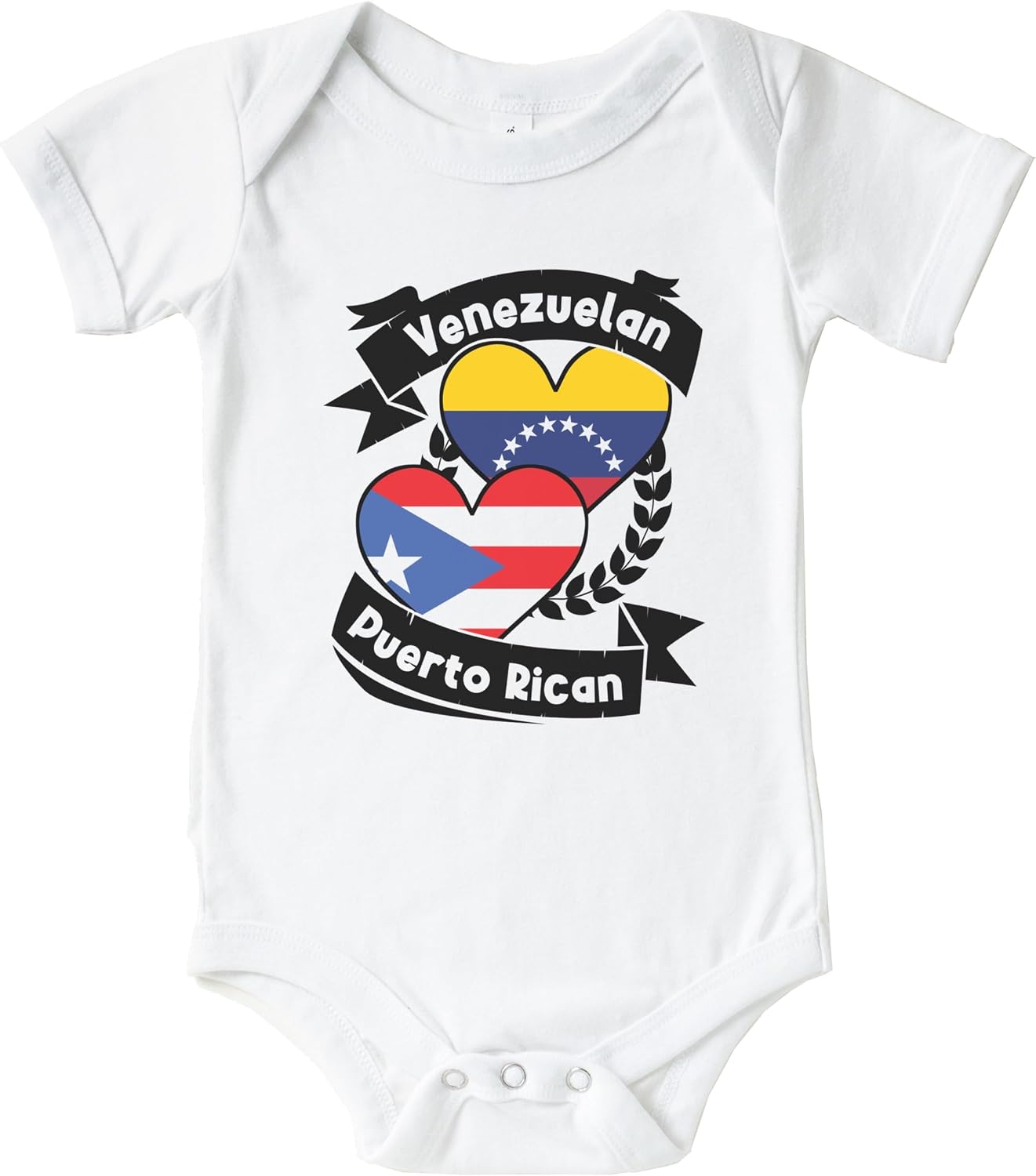 Venezuelan Puerto Rican Heart Flags Venezuela Puerto Rico Baby Bodysuit