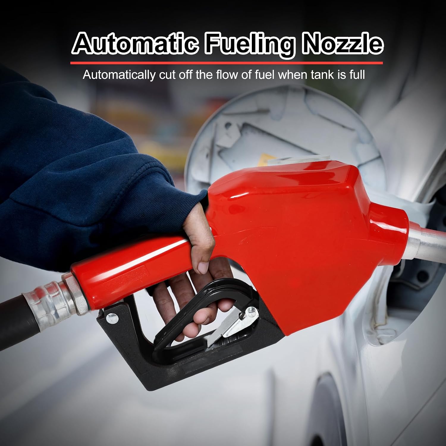50 Gallon Portable Gasoline & Diesel Fuel Tank with Pump, 12V 8GPM Electric Transfer Pump, Auto Fueling Nozzle, for Easy Transportation