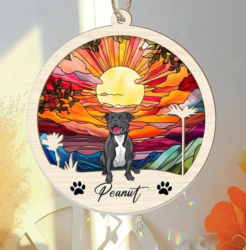 Staffordshire Bull Terrier - Adorno personalizado para atrapasoles para perros, adorno de Navidad para mascotas, regalo para amantes de los perros