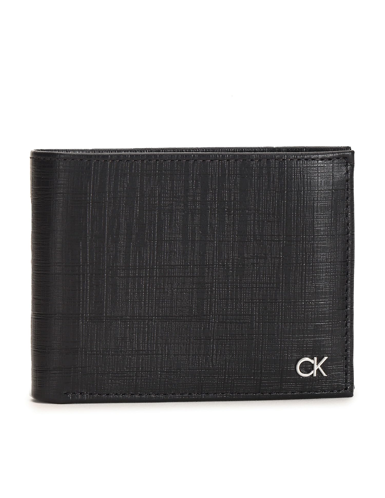 Calvin Klein Cuero monedero CK Must Check Trifold 10CC W/Coin Black negro
