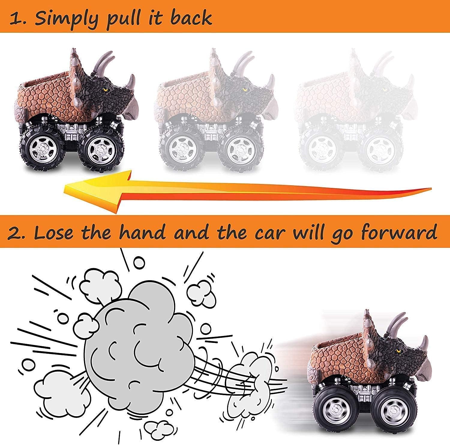 Dinosaur Toys for 3-6 Year Old Boys, Pull Back Dinosaur Cars for Kids Pull Back Vehicles Pull Back Dinosaur Toys for 5 Year Old Boy 1 Pack Set Car Toys for 4 Year Old Boys Birthday Gift Toys Dino Cars