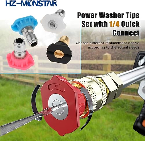 Miniatura 2 de Puntas de lavado a presión, 7 puntas de boquilla de lavadora a presión con soporte para boquilla, conexión rápida de 14 de pulgada de acero