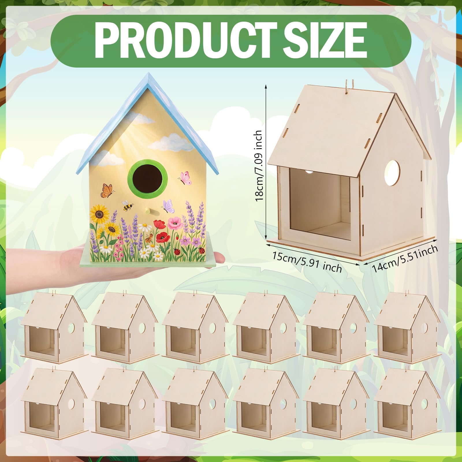 DoubleFill Confezione da 40 mangiatoie per uccelli in legno per bambini, per creare la propria mangiatoia per uccelli, kit di pittura fai da te, casetta per uccelli, artigianato per bambini, per