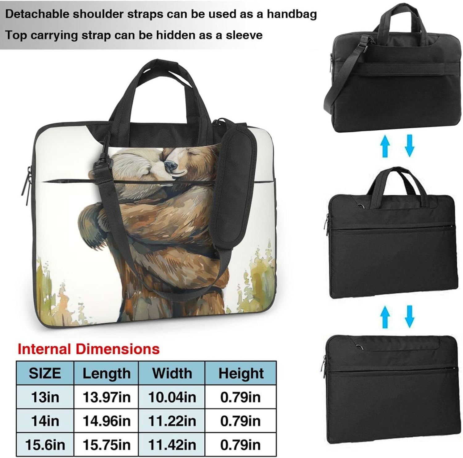 Bears Printed Laptop Tote Bag Laptop Tote Travel Bag Business Computer Bag Work Bag for Men Women