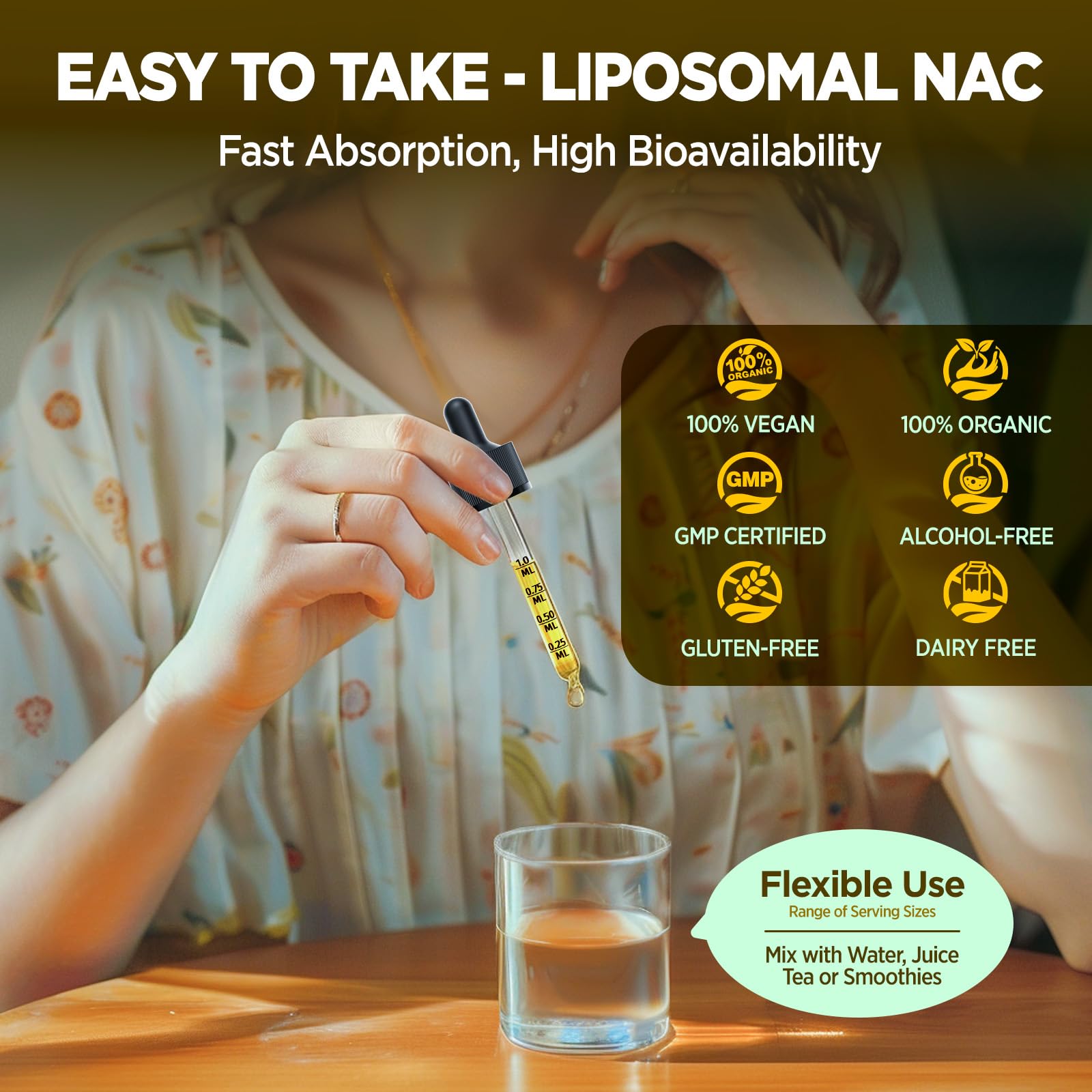 Liposomal Liquid NAC Drops, NAC Supplement N-Acetyl Cysteine, NAC 600 mg with Milk Thistle & Quercetin for Adults & Kids, Liver & Lung, Immune & Antioxidant Support, Skin & Cellular Health, 2 Fl Oz — Amazon image 9
