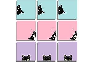 9 Pads Ramen Sticky Notes Set, Black Cat Shaped Sticky Notes