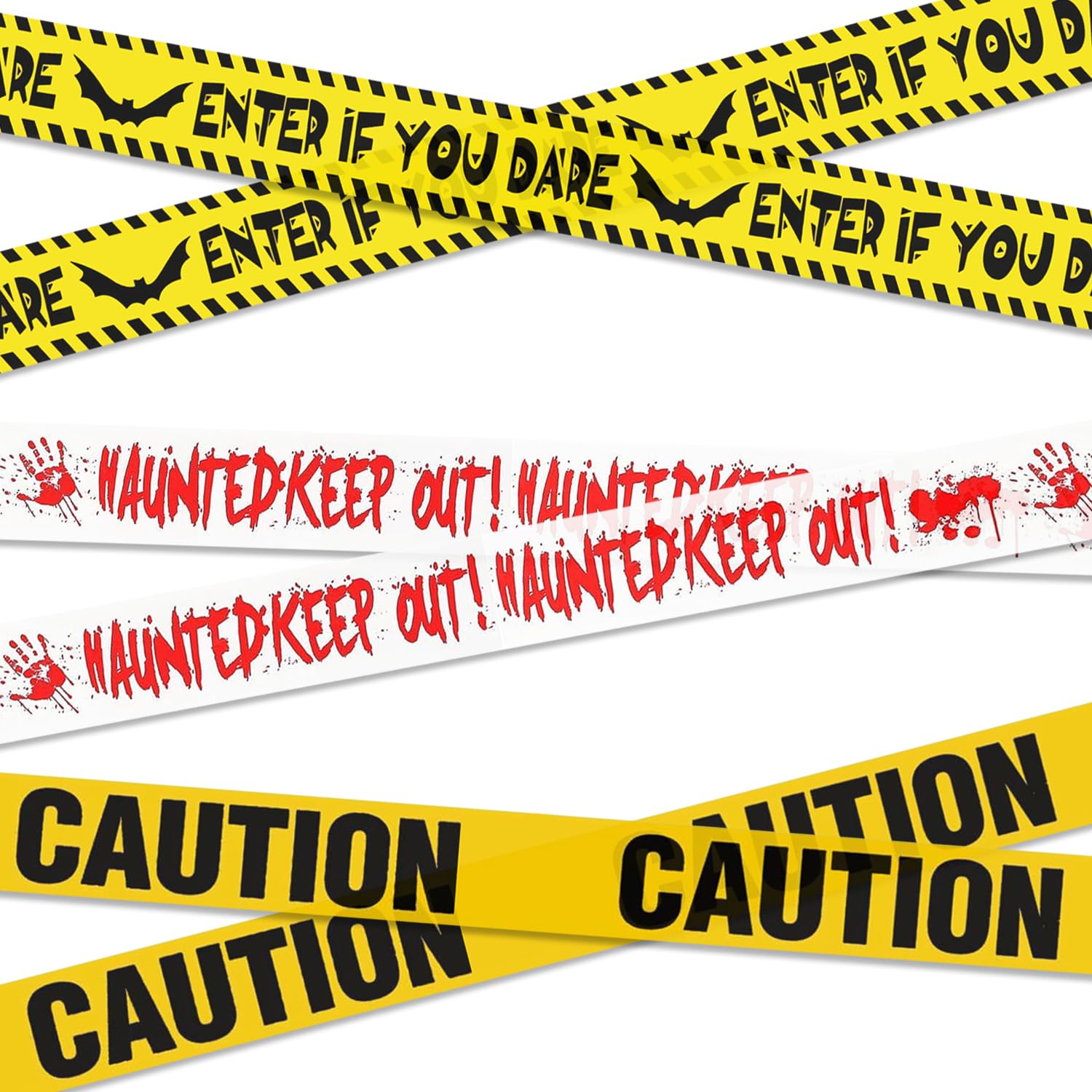 BOFYTR 3 Pcs Halloween CAUTION Tape Non Adhesive, Waterproof and Windproof Barrier Tape, 9.1M