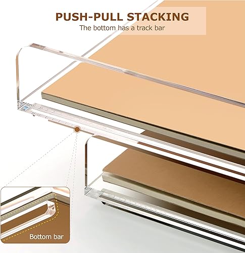 Miniatura 4 de SANRUI Bandejas organizadoras de cartas de papel transparente de 4 niveles, bandeja apilable A4 para documentos, organizadores de escritorio de