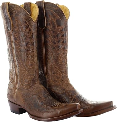 Old Gringo Nevada Womens Western Cowboy Boots, Peanut Rust Leather, Snip Toe, 13 Inch Shaft, Side Zipper, Floral Embroidery