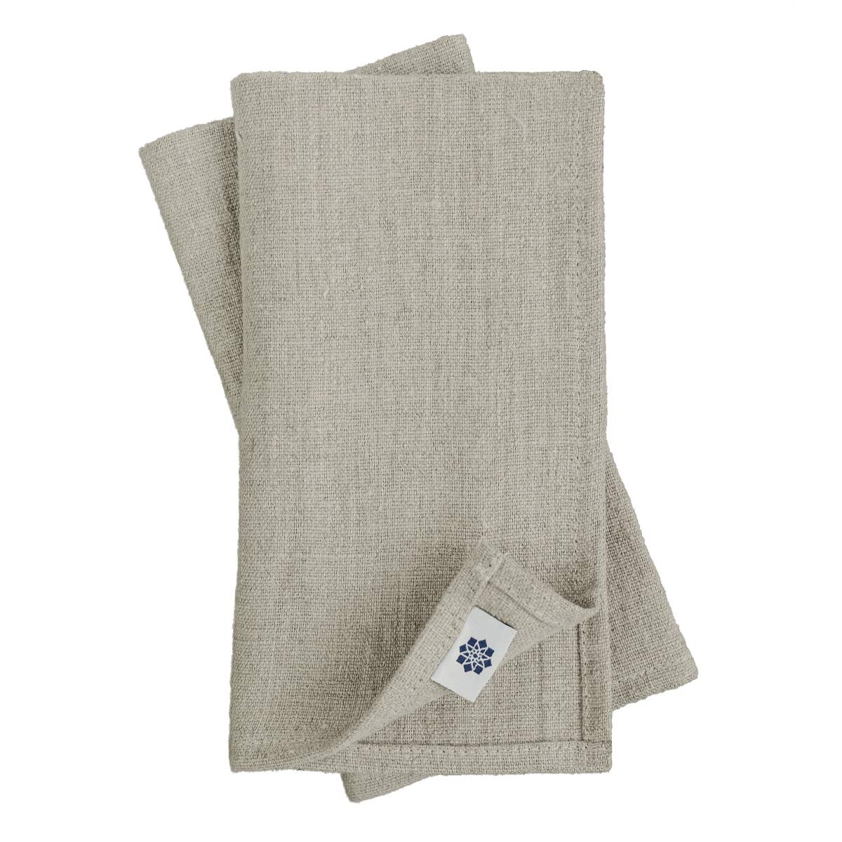 Linen & Cotton Set Di 4 Tovaglioli In Stoffa RUSTICO, 100% Lino Lavato - Beige/Naturale (42 x 42cm)