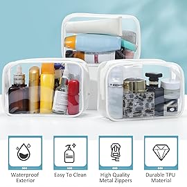 Weewooday 12 Pieces Clear Makeup Bags Cosmetic Storage Bags PVC Zipper Pouches Travel Waterproof Makeup Plastic Case for Women Organizing Toiletries Traveling Bathroom(Large,White)