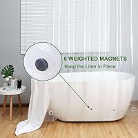 Vista 4 de AooHome Forro transparente de cortina de ducha extra largo de 72 x 84, calibre 10, forro de cortina de ducha transparente con ganchos, 5 imanes