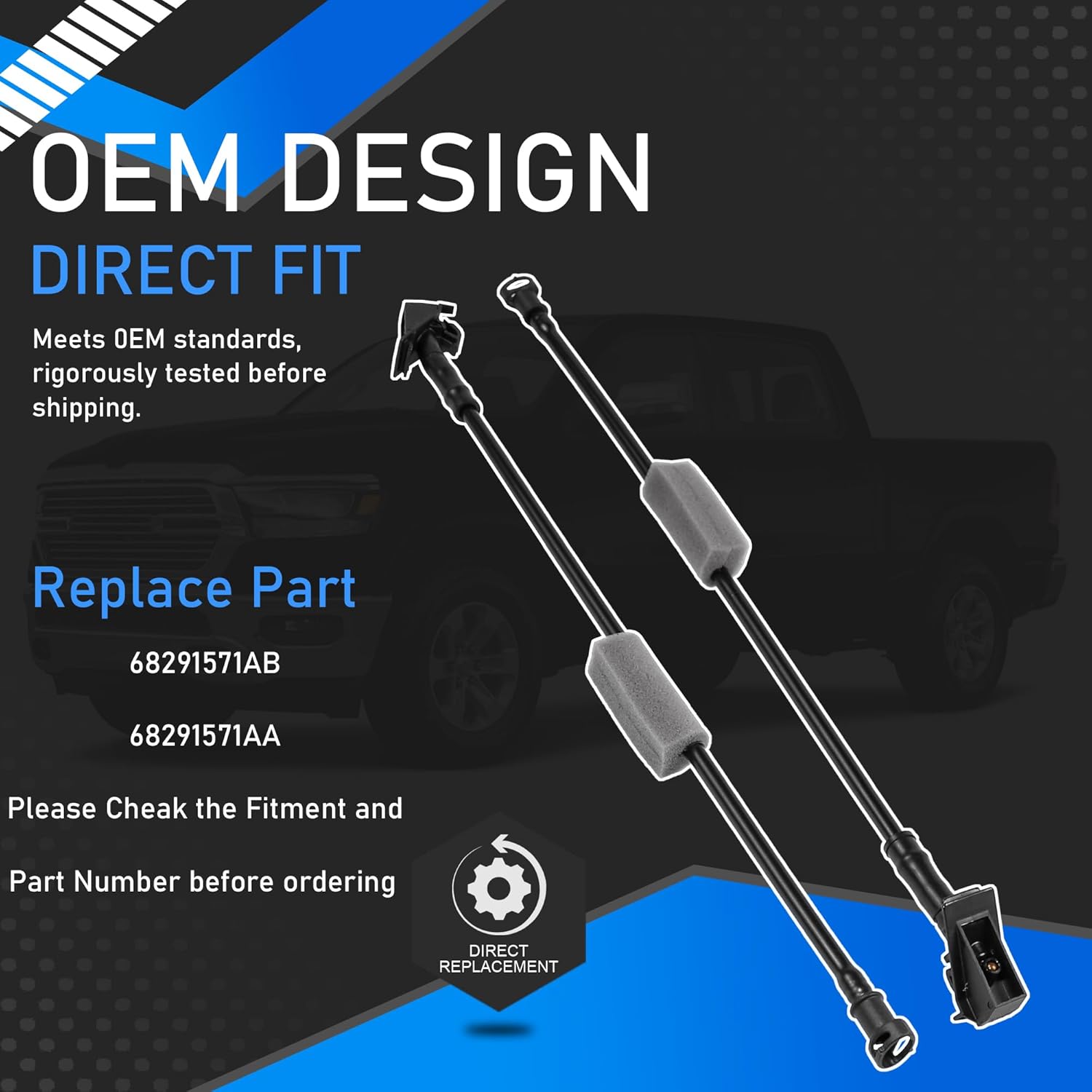 Left and Right Windshield Washer Nozzle Compatible with 2019 2020 2021 2022 2023 2024 2025 Ram 1500 Replaces 68291571AB 68291571AA