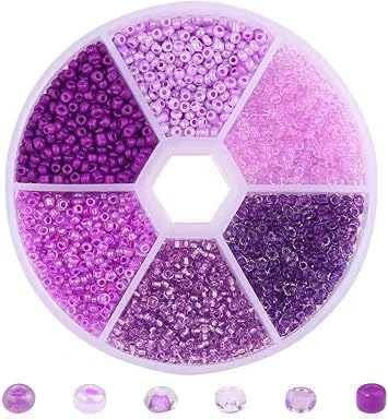 1 Box 3900pcs Mixed Color 2mm Glass Seed Beads-Small Round Spacer Loose Czech Beads for Jewelry Making Embroidery Accessories, Purple
