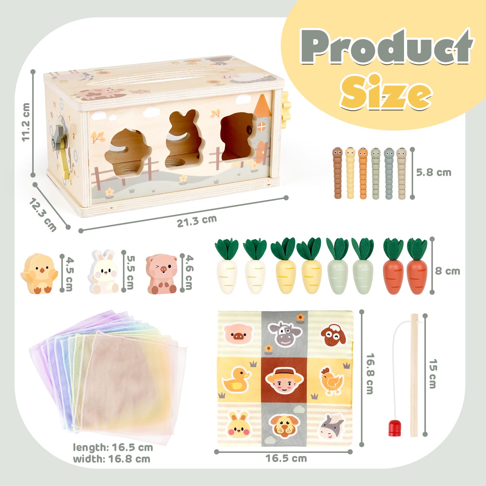 MutoToy Montessori 9-in-1 houten speelgoed voor kinderen van 1 jaar, 2, 3 jaar, jongens en meisjes, sensorisch educatief speelgoed voor de 1e verjaardag voor baby's, jongens en meisjes