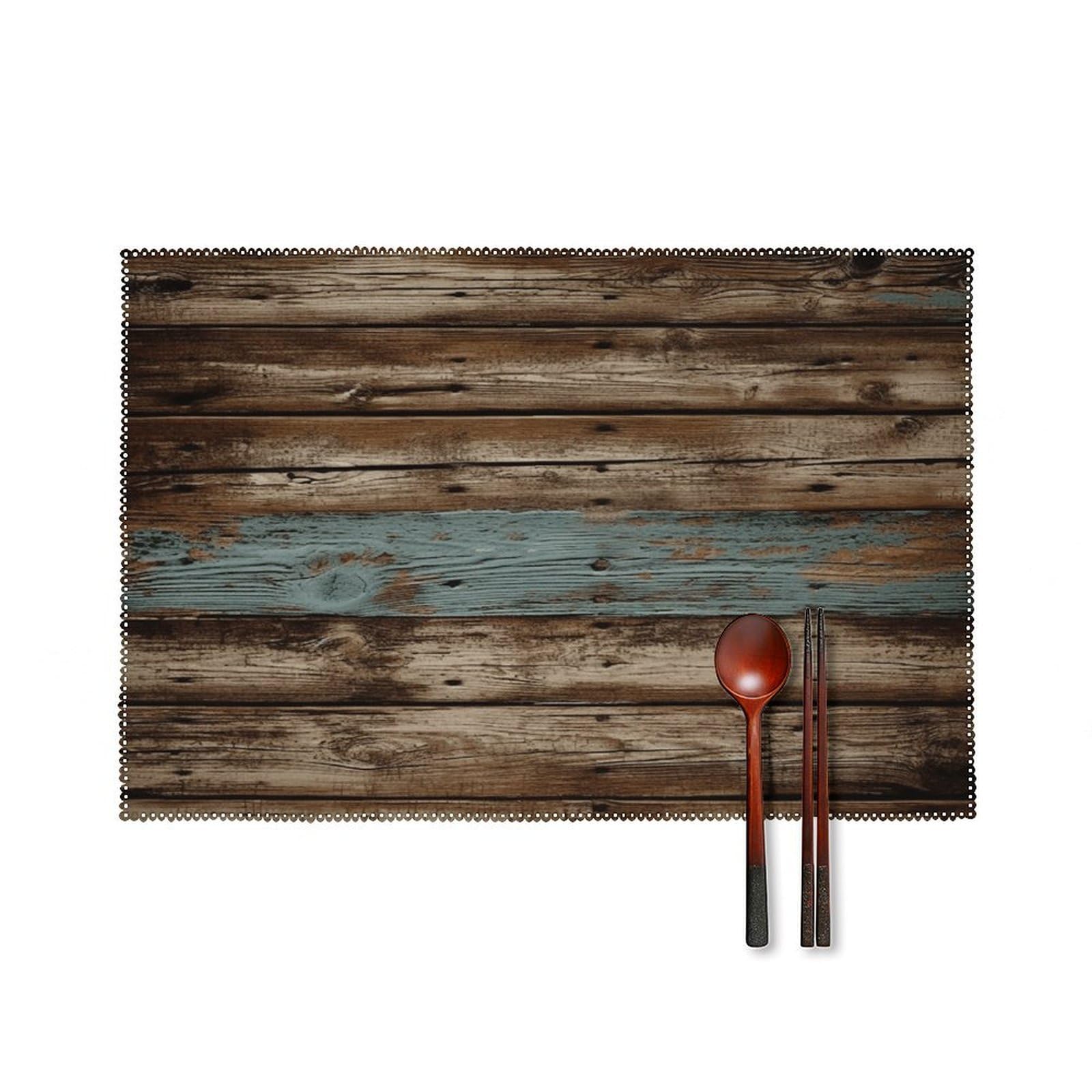 Rustic Old Barn Wood Placemats Set of 6 Heat Resistant Non-Slip Place Mats Washable Wipeable Table Mats Elegant Farmhouse Placemat for Kitchen Dining Outdoor Party Table Decor