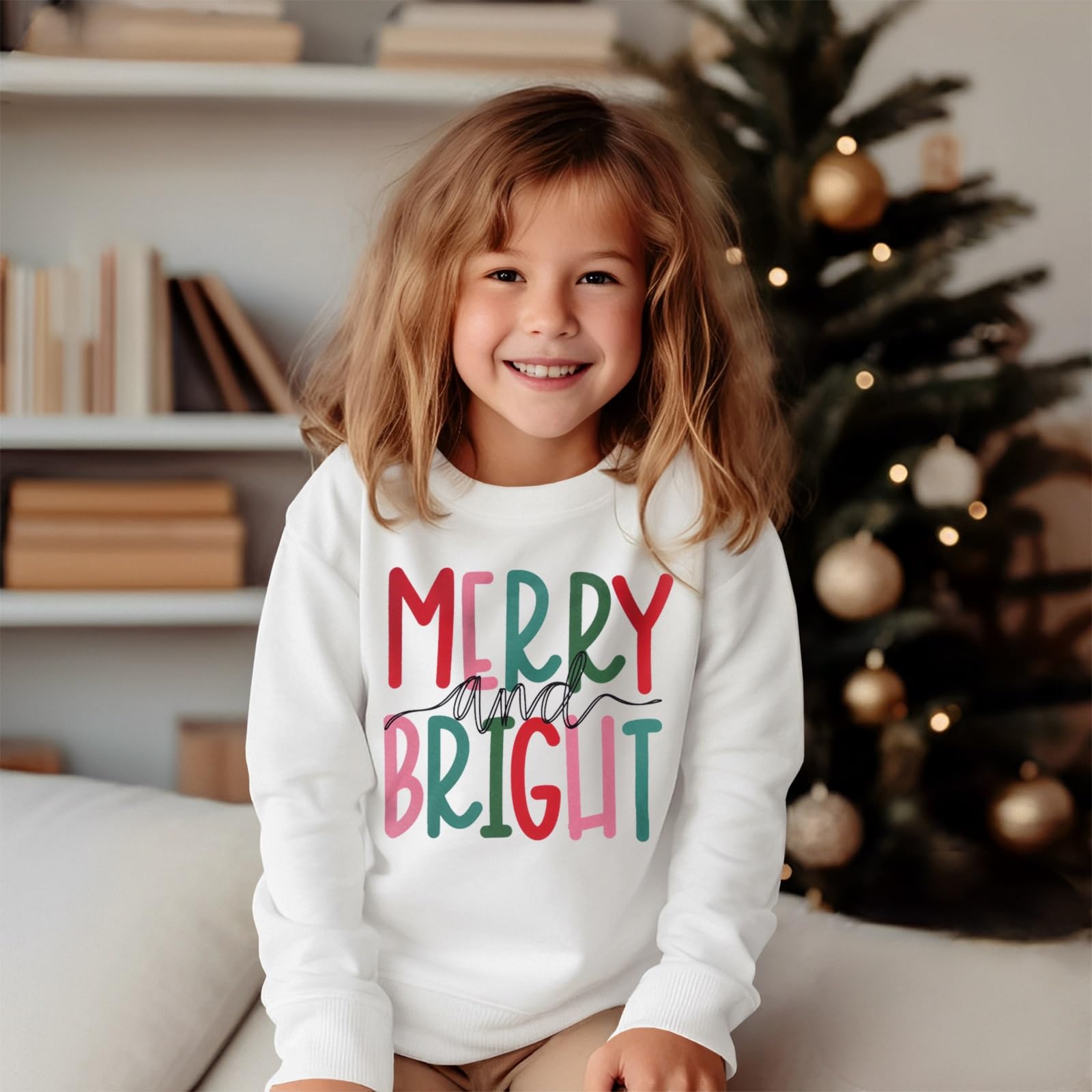 MODNTOGA Sudadera de manga larga para niños y niñas, con cuello redondo, diseño retro de Navidad