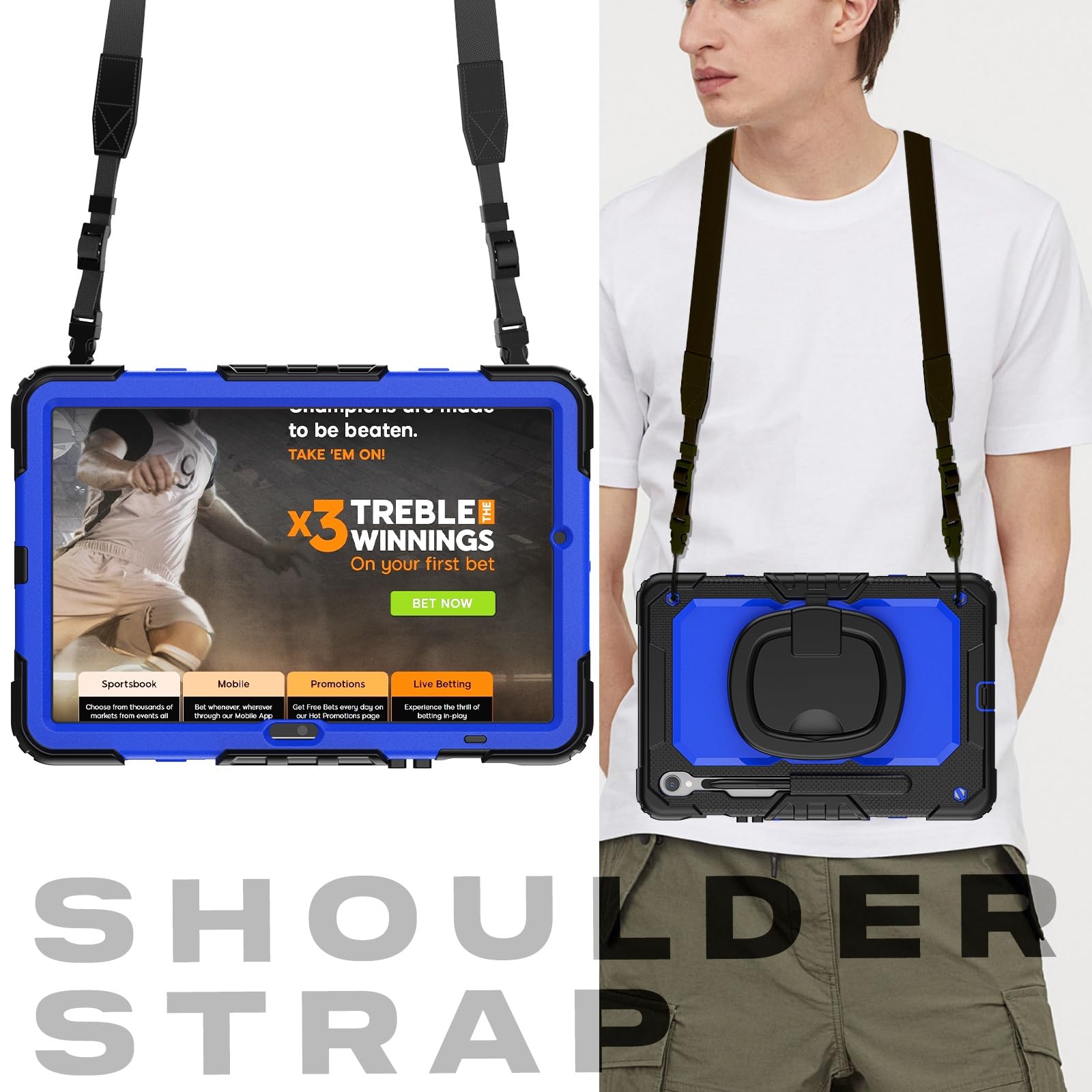 Ochronne etui na tablet PC, wytrzymałe, odporne na wstrząsy etui z tworzywa TPU kompatybilne z Samsung Galaxy Tab S9 11 cali 2023 X710/X716B/X718U etui dla dzieci, obracany o 360 stopni, uchwyt