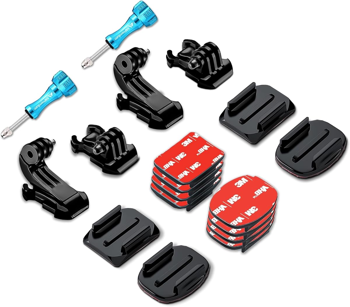 Helmet Mount Adhesive Sticky Pads for GoPro Hero 13 12 11 10 9 8 7 6 5 4 | Compatible with Hero MAX Session Insta 360 DJI Osmo SJCAM AKASO Action Cameras Buckle Mounts Adapter Accessories Mounting Kit