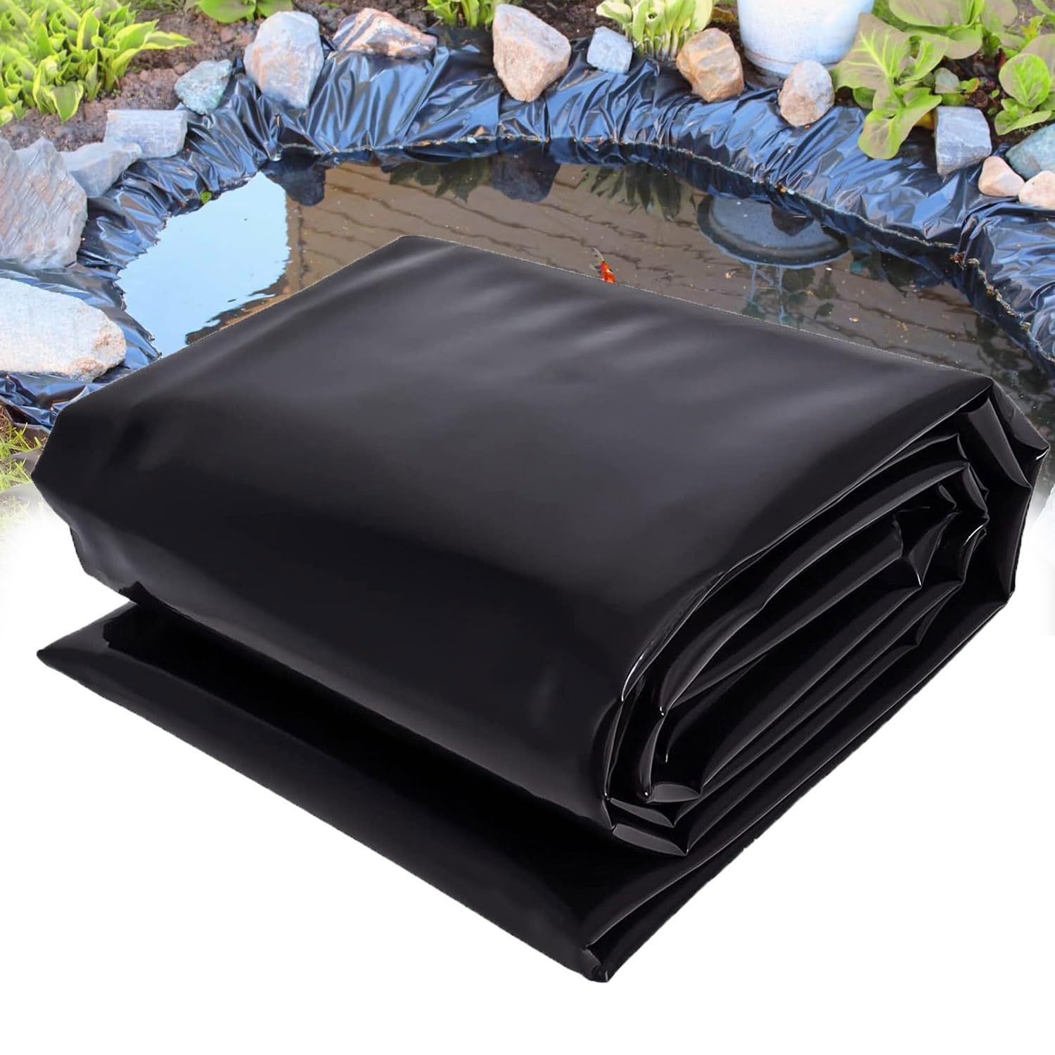 HDPE Pond Liner Pond Film Black Pond Membrane, Ponds Preformed Liners for Fish Ponds, Small Ponds, Fountains, Waterfall, Garden 1x4m 2.5x6m 5x8m 6.5x9m 10x13m (Size : 0.12mm (5mil))