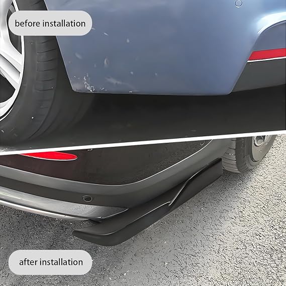 Universal Rear Diffuser Car Spoiler, Rear Bumper Lip Body Canard Spoilers Black Lip Side Skirt Spoiler Splitter Protector Exterior Decoration Trim Kit Anti-Scratch (17.7inch,Matte Black)