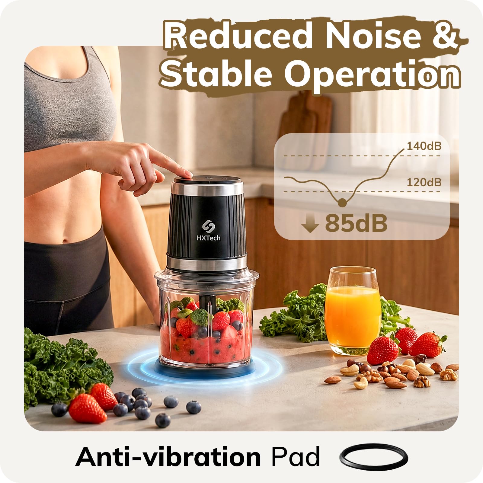 Robot culinaire, hachoir électrique avec 2 bols (2 × 4 tasses) et 2 ensembles de lames en S double couche (noir, 2 bols)