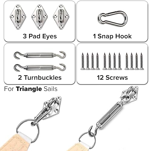 Miniatura 9 de Kit de accesorios para toldo, cable de tensión de acero de 24 pies (6 x 4) con kit de cabrestante, kit de instalación de parasoles para toldos