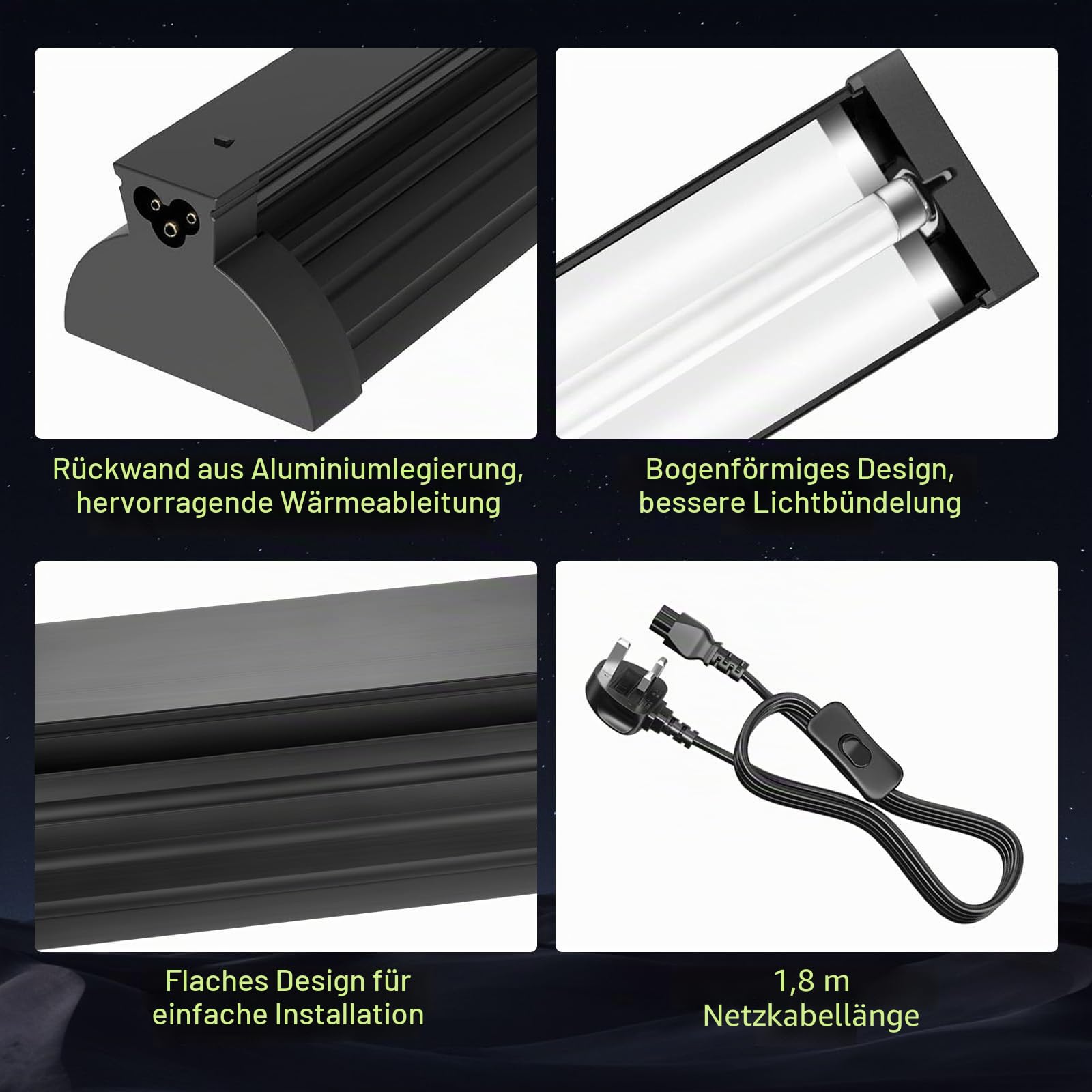 T5 UVB-Licht-Reptilien-Set 10% UVB 30% UVA 31,5 cm Hochleistungshalterung für Bartagamen Eidechsen Schildkröten