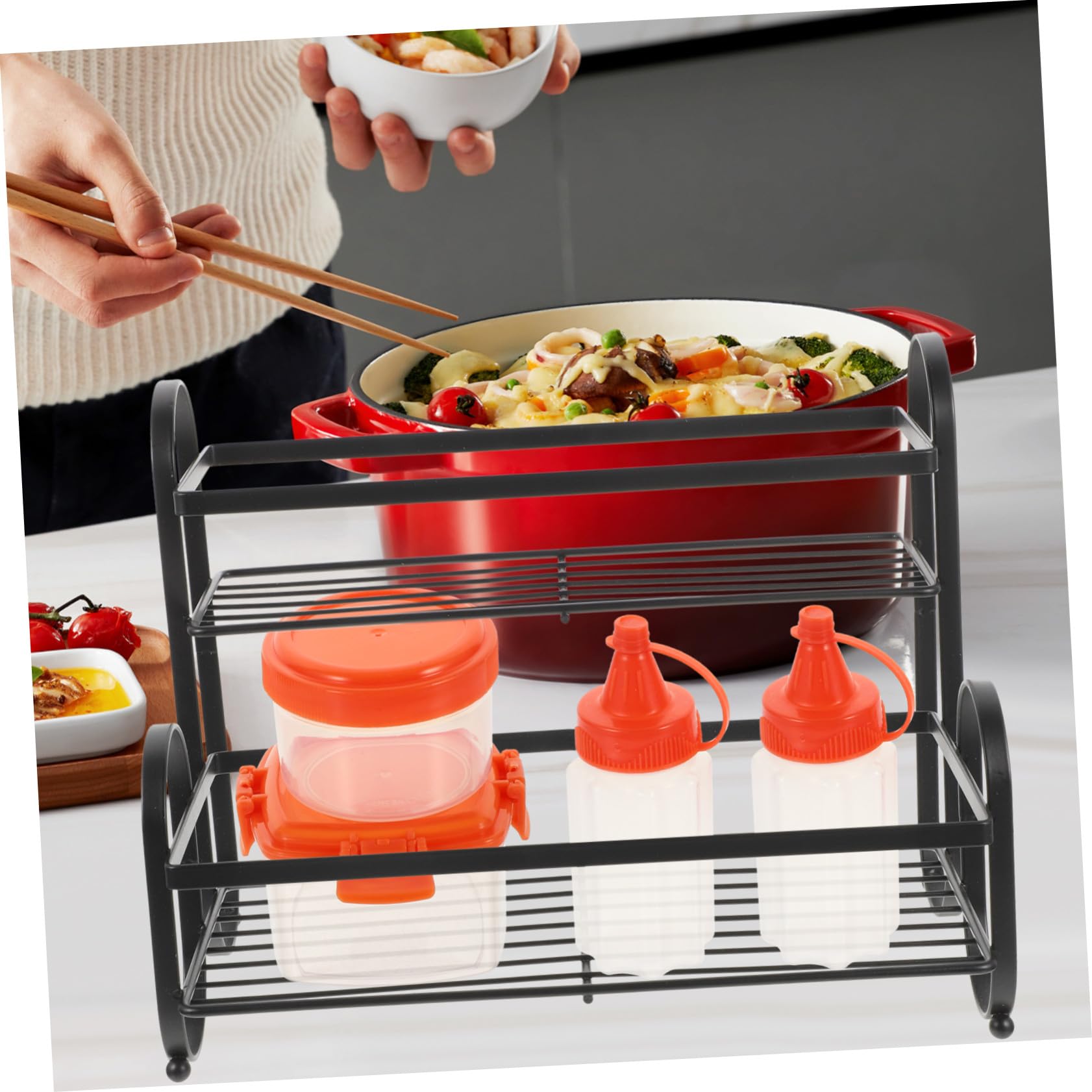 Healifty Estante para Condimentos de Mostrador y Portabotellas para Especias Base Estable Adecuado para Organización de Cocina y Almacenamiento de Condimentos en Encimera