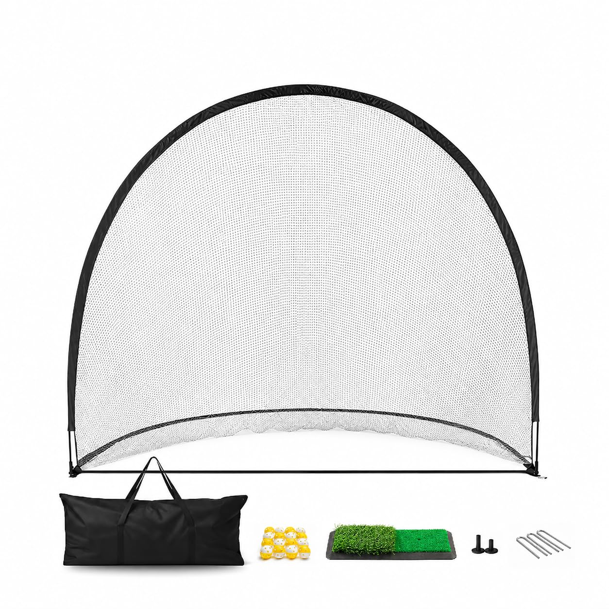 Palladium Golf Palladium Golf Net - 7x7 Golf Practice Net for Backyard and Indoor Use - Includes Hitting Mat, Impact Balls, Tees and Storage Bag - Extra Durable Driving Range Set