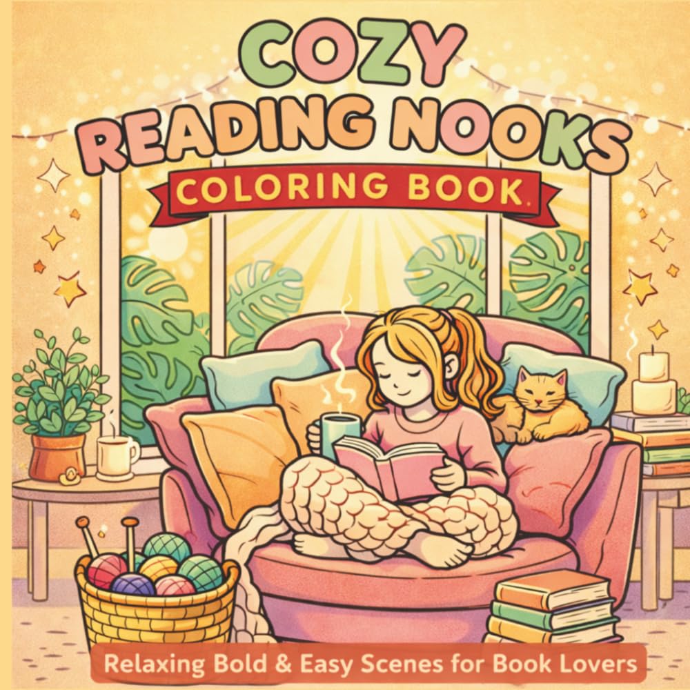 Cozy Reading Nooks Coloring Book: Relaxing Bold & Easy Cozy Scenes for Book Lovers (Bold & Easy Cozy Coloring Books)