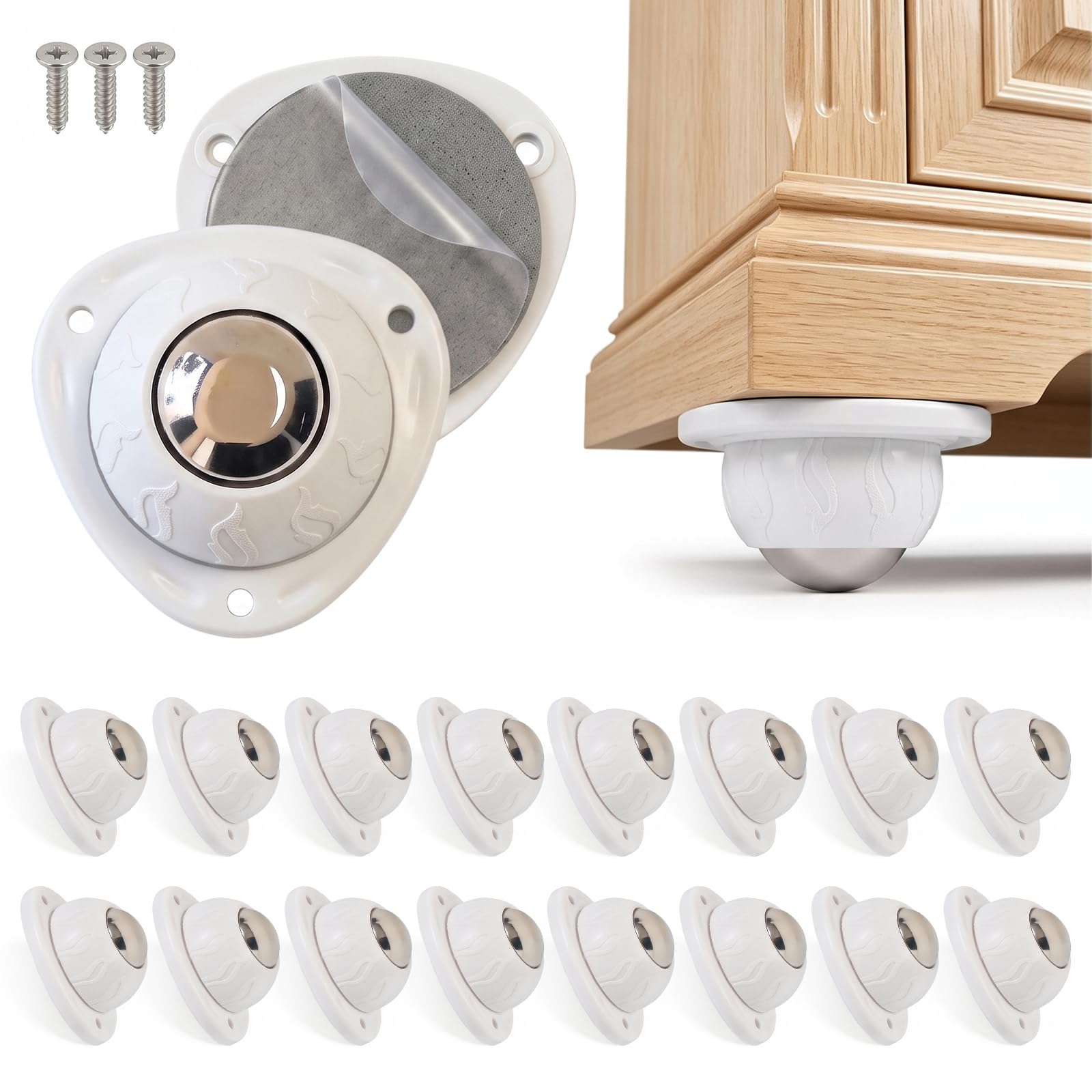 Heavy Duty Furniture Casters - Stick-On Wheels -10