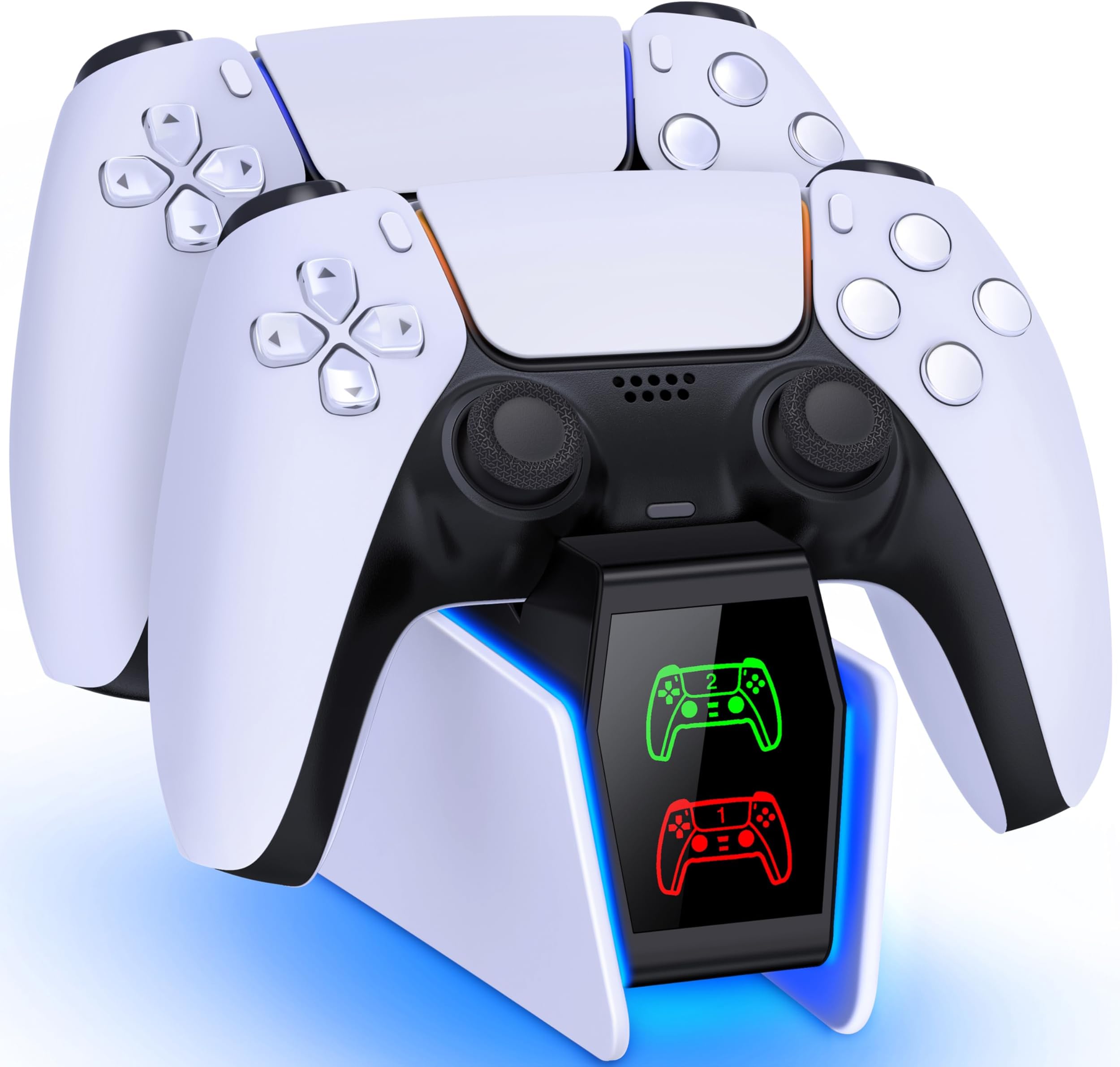HELLCOOL PS5 Controller Charging Station with 2-3 Hours Fast Charging/Cool RGB Light for Playstation 5 - PS5 Charging Dock for Dualsense/Edge Protectors