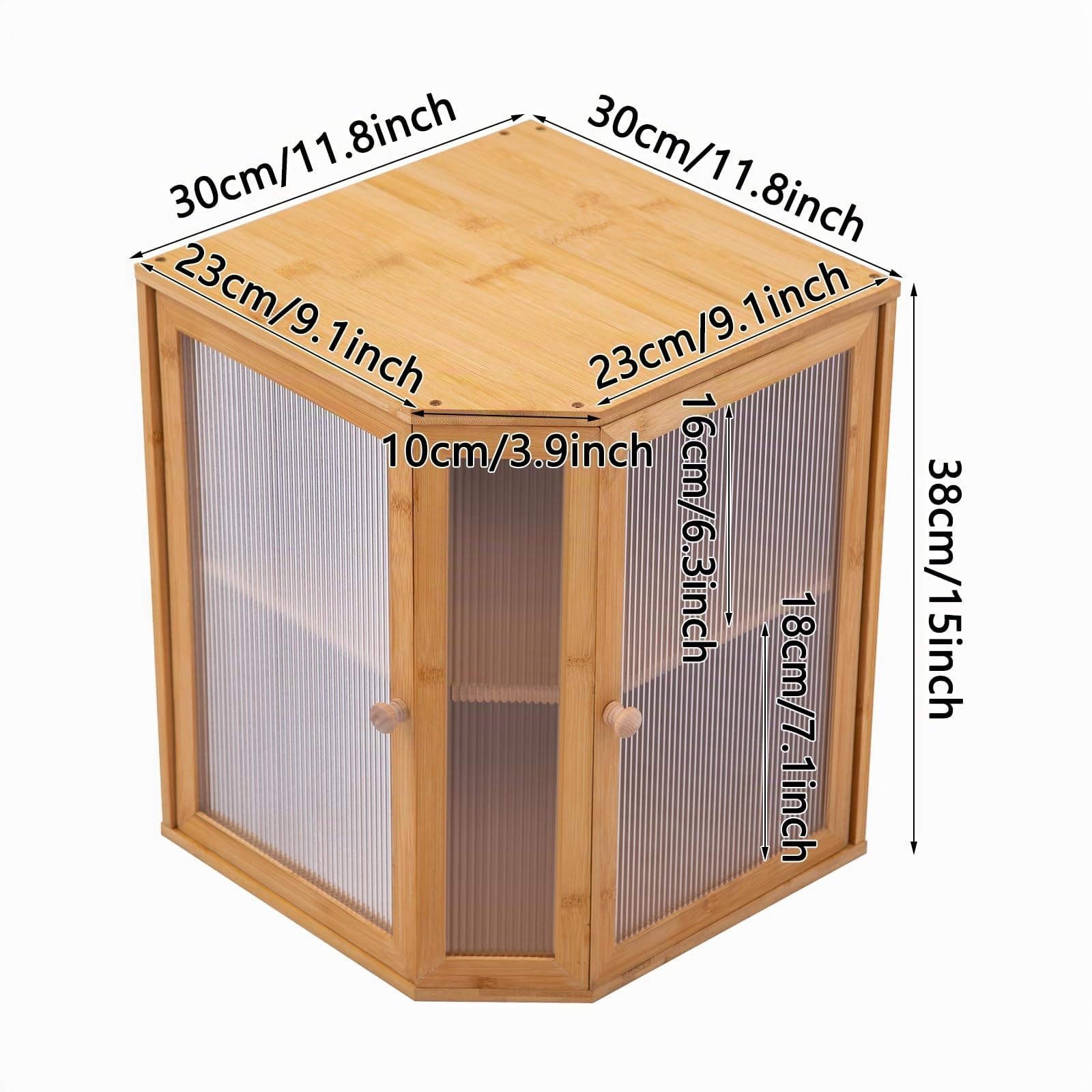 Panera de bambú, 2 estantes, gran contenedor para almacenar pan, paneles semitransparentes, capacidad de carga 15 kg, fácil de limpiar, mejor almacenamiento, 30 x 20 x 38 cm