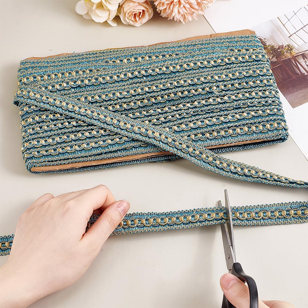 Garniture Or Ruban Galon Or 20m X 12mm - Garniture Tissu Polyester Pour Couture Et Décoration Ruban Tressé Polyester