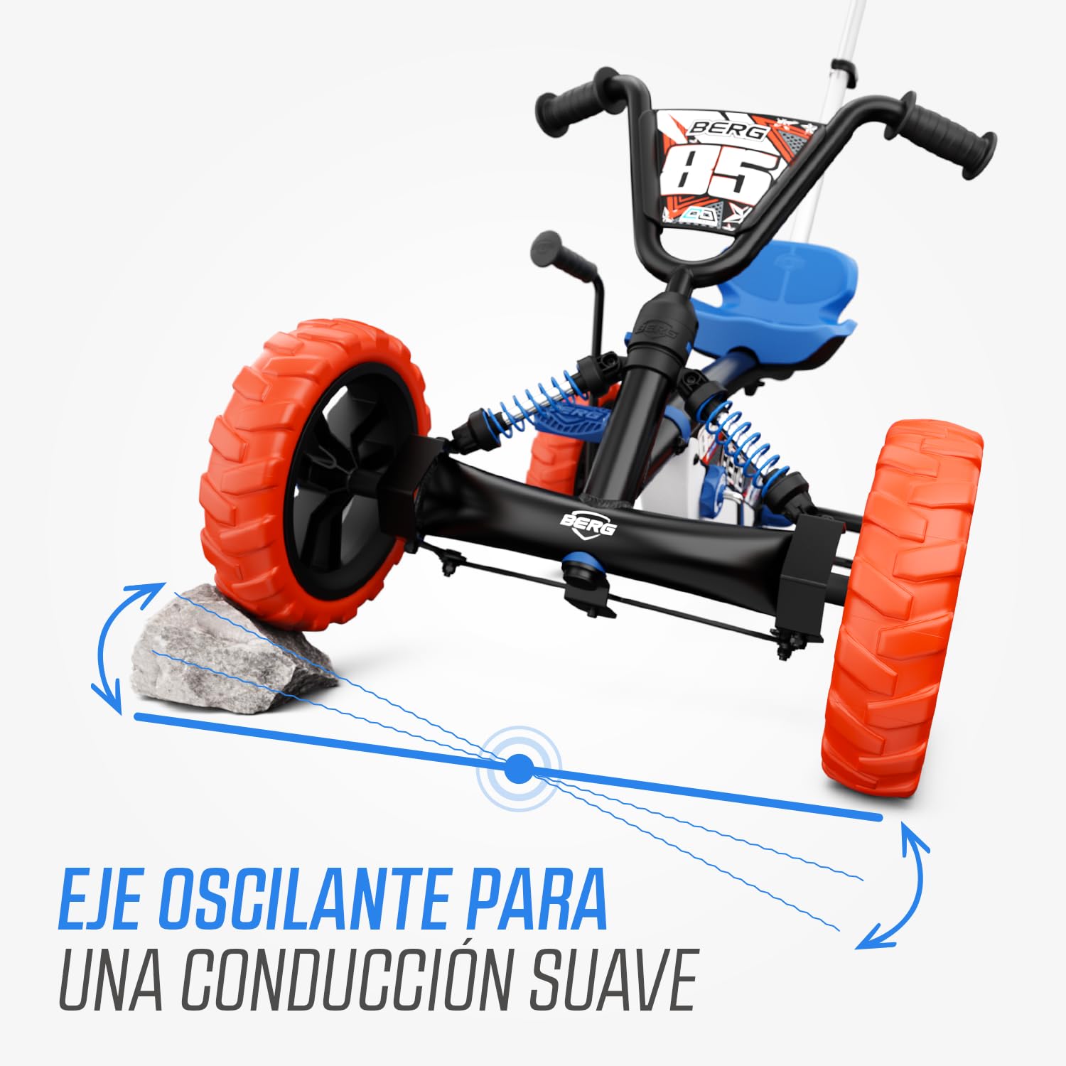BERG Correpasillos Buzzy Nitro 2-in-1 Azul/Naranja | 2-5 años, cuadro resistente, asiento regulable, volante regulable