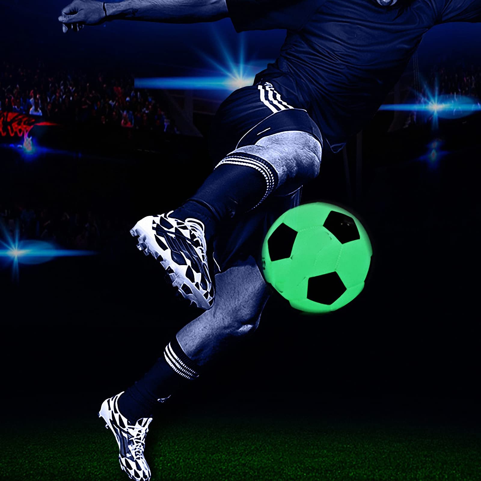 Balón de fútbol Luminoso Fluorescente,Pelota Reflectante de Entrenamiento Que Brilla en la noche Oscura,Football Partido Resplandor para niños,Rendimiento de competición