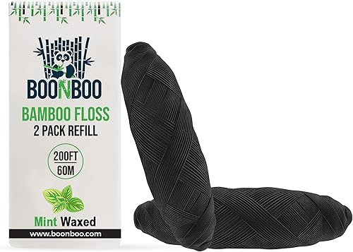 Miniatura 2 de Paquete de 2 repuestos de hilo dental menta + botella de vidrio de 100 pies de coco