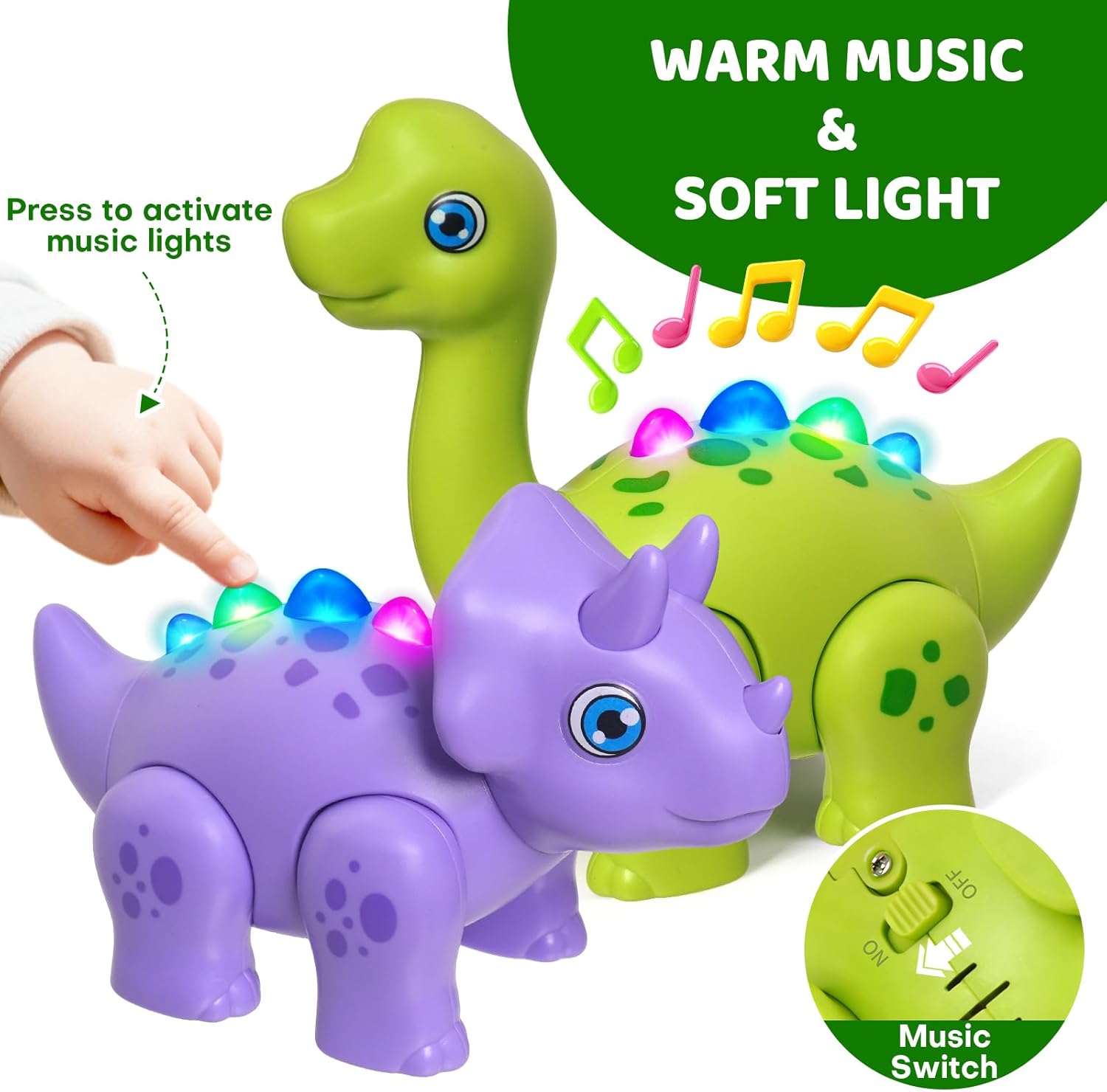 Magnetic Dinosaur Toy Set for Kids - Assembly Dino Toys with Light & Music, Take Apart Building Set for Toddlers 3-5, Sensory STEM Educational Baby Toy, Birthday Gift for Boys Girls 1-3