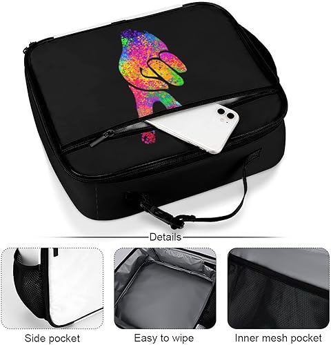 Miniatura 5 de Hippie - Lonchera reutilizable con dos dedos, bolsa térmica para almuerzo, lonchera para comida y comida, bolsa de mano para mujeres, niños, niñas,