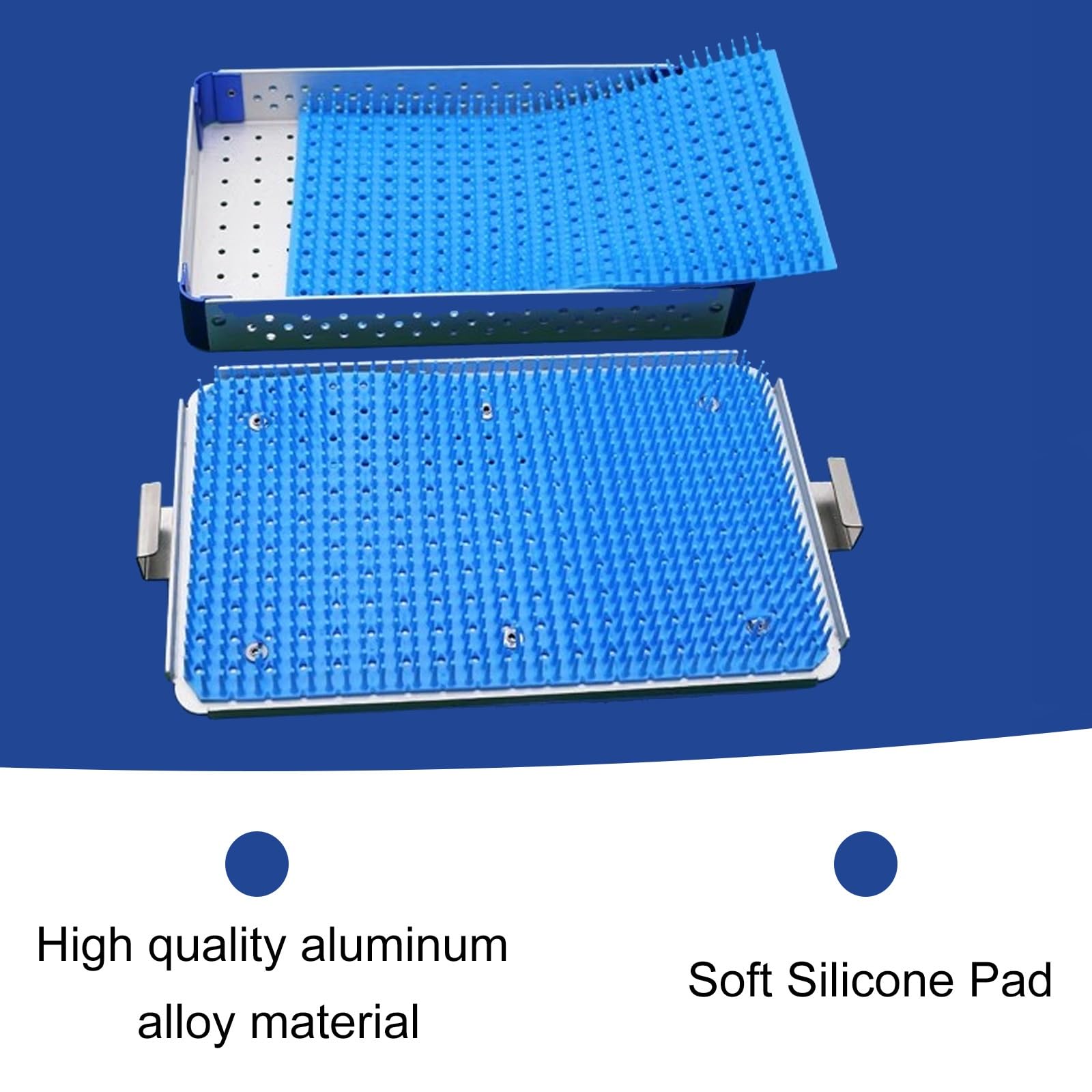 Caja Esterilización Instrumentos Médicos 2 Capas Almohadillas Silicona | Bandejas dentales, resistencia a altas temperaturas y altas presiones, caja de almacenamiento de laboratorio