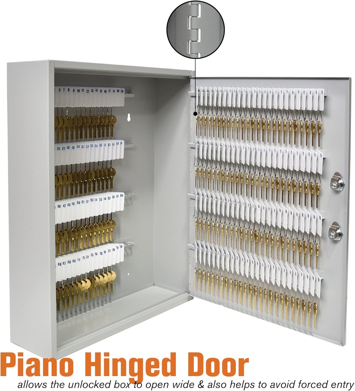 BankSupplies STEELMASTER 200 Key Cabinet - Dual Lock Control Key Box - Welded 22 Gauge Steel Construction - Scratch Resistant - Write-On Key Tags for Easy Identification
