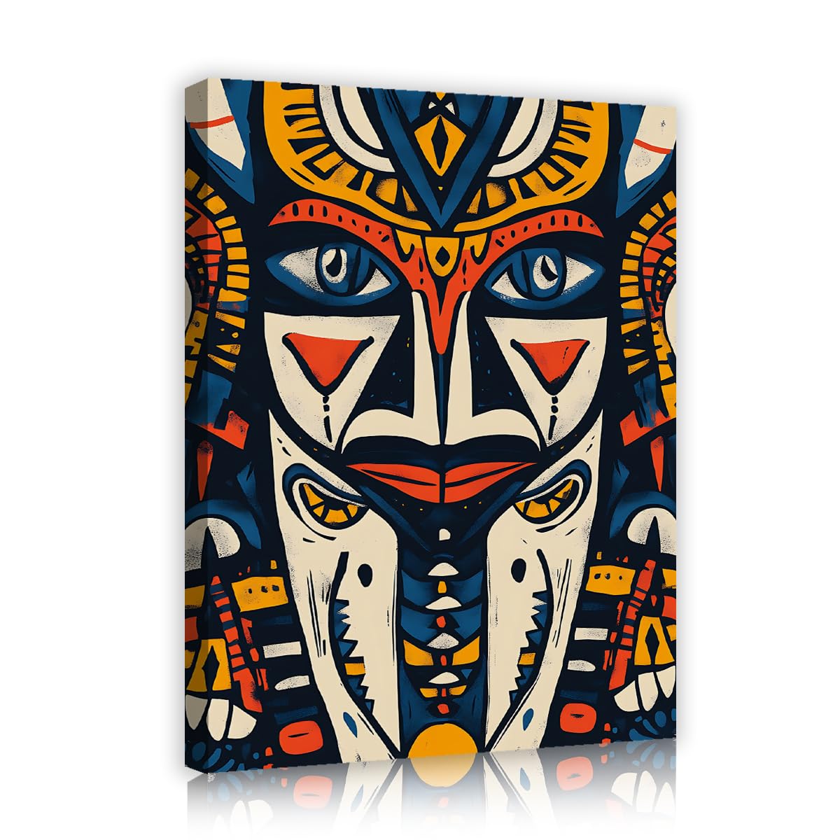 TOANGWALL Ethnic Totem Poster Folk Pattern Picture Colorful Abstract Geometric Wall Art Living Room Bedroom Hallway Study Eclectic Room Decoration 80x95cm
