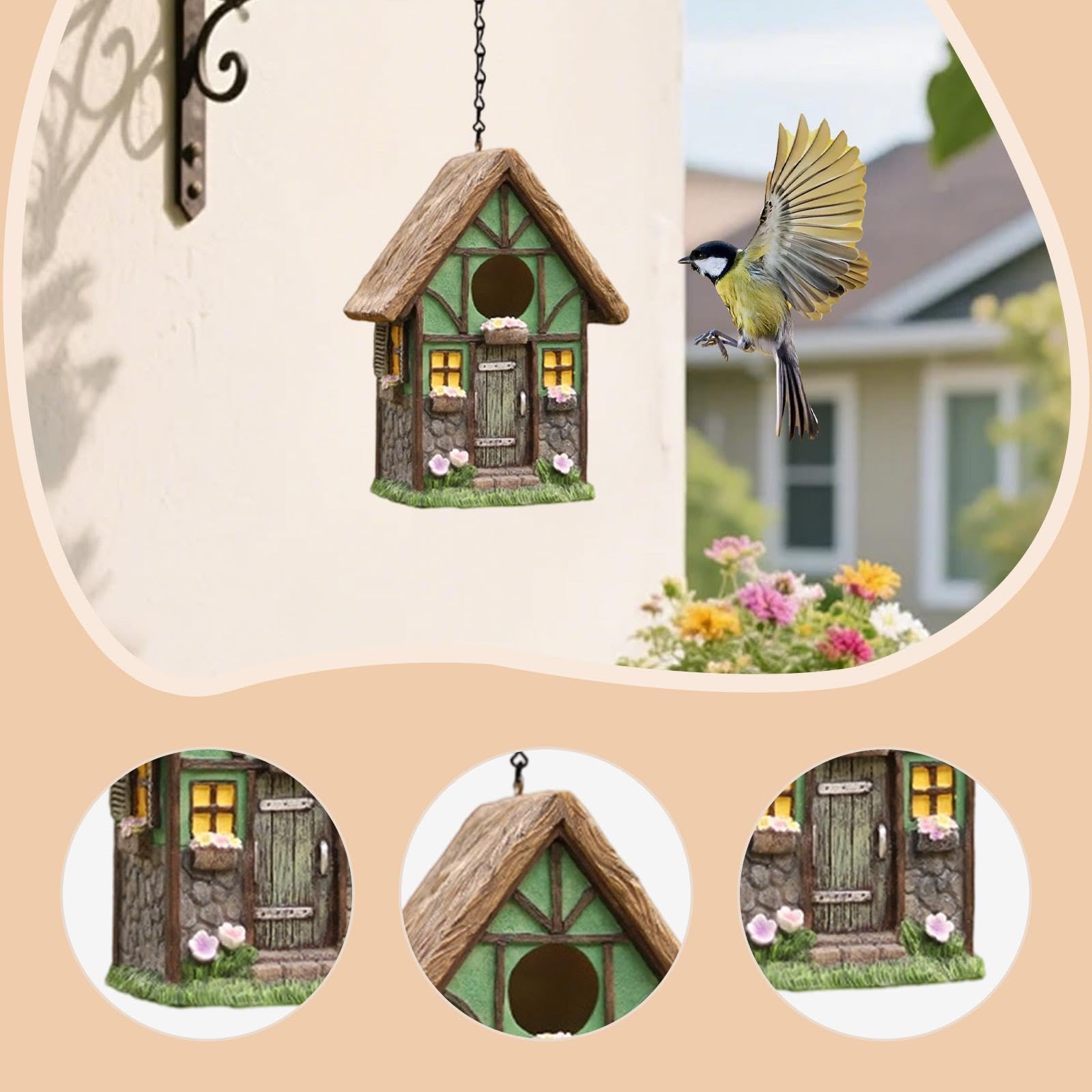 Harilla Nichoir Suspendu d'extérieur, nichoir champêtre pour, Style Cottage, boîte à Oiseaux Originale pour Jardin.
